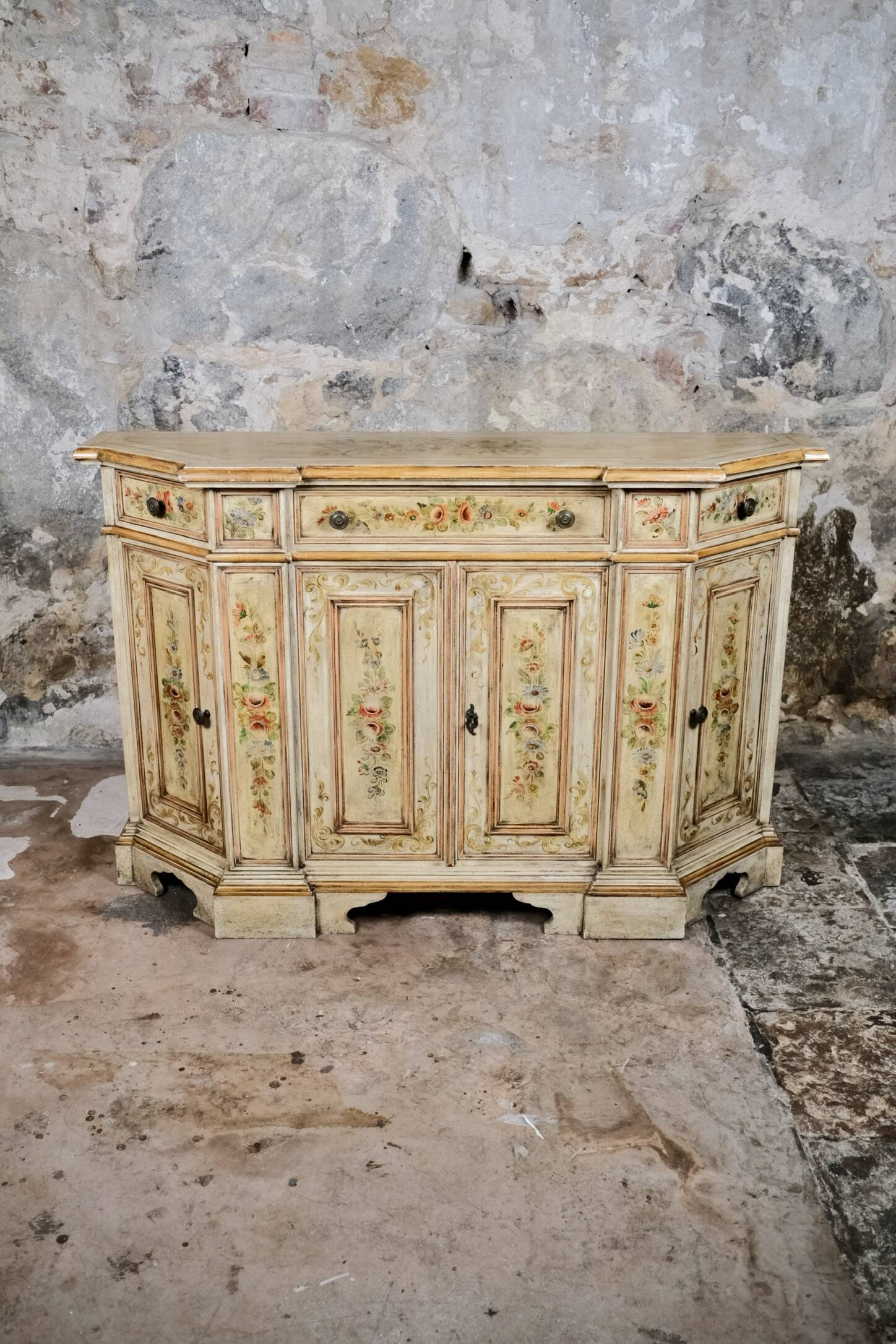 Hand-painted Venetian-style sideboard, mid-20th century