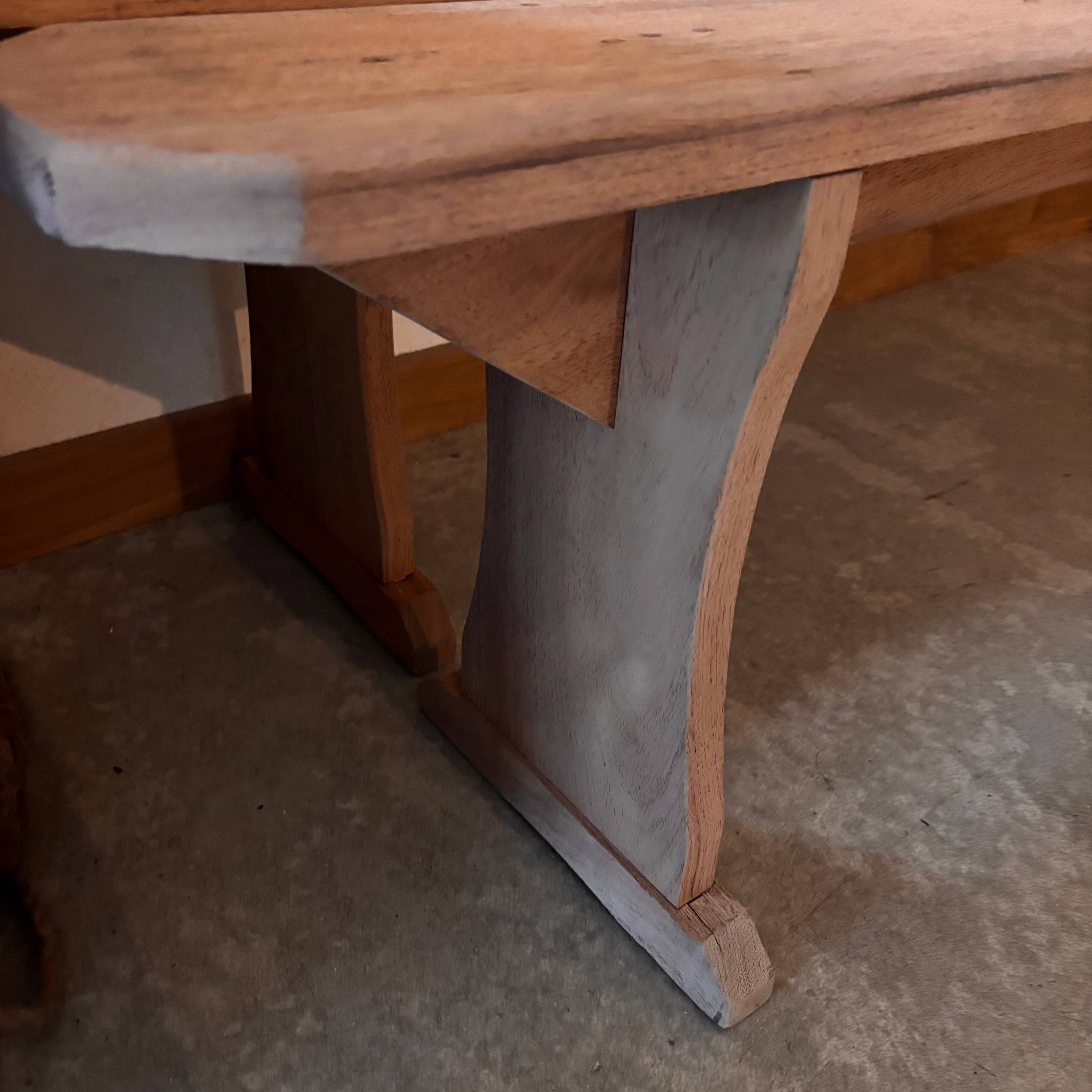 Set of 2 raw wood benches