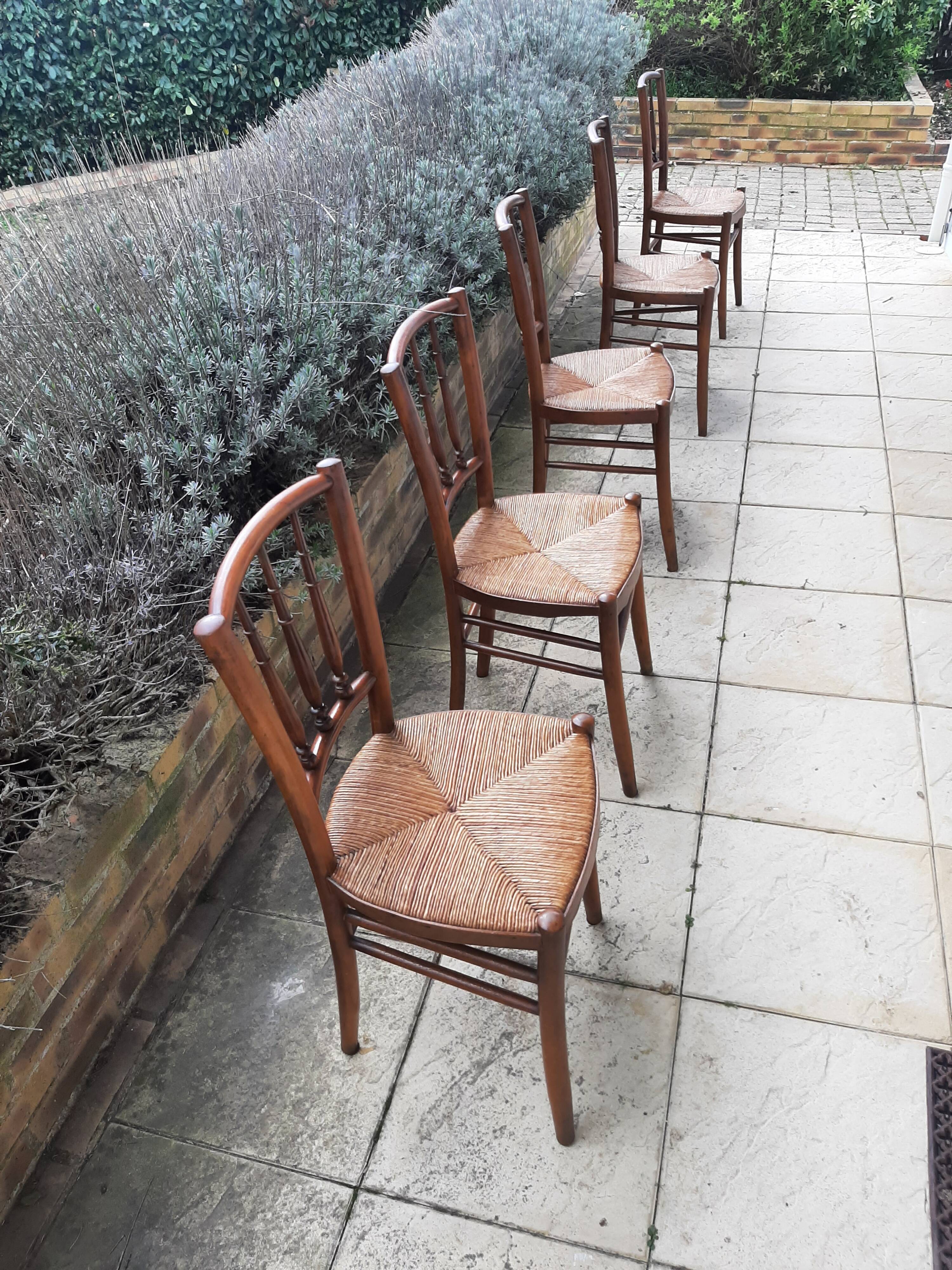 Set of 5 faux bamboo style chairs