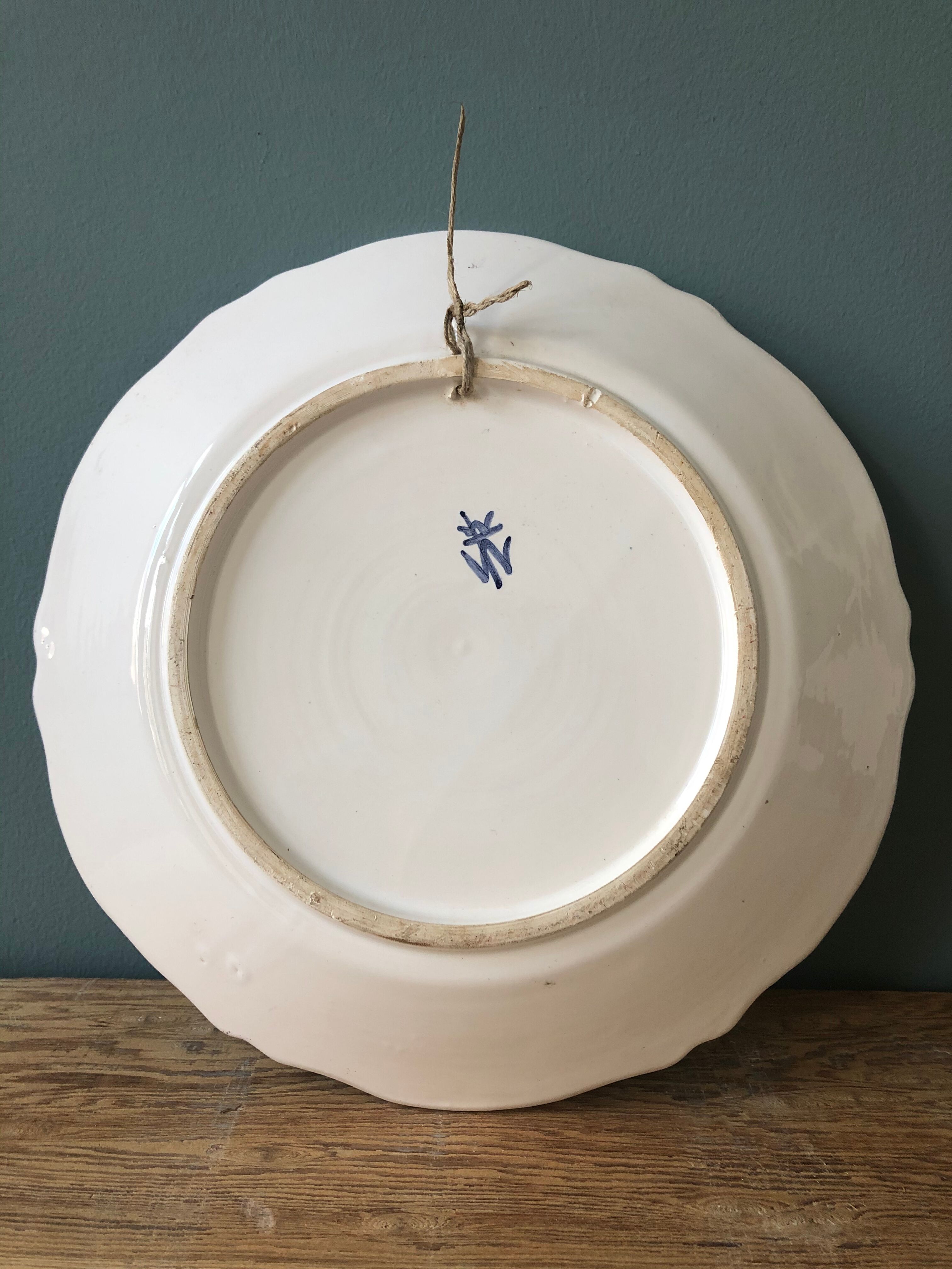 Old 19th century plate hand-painted wally earthenware or other