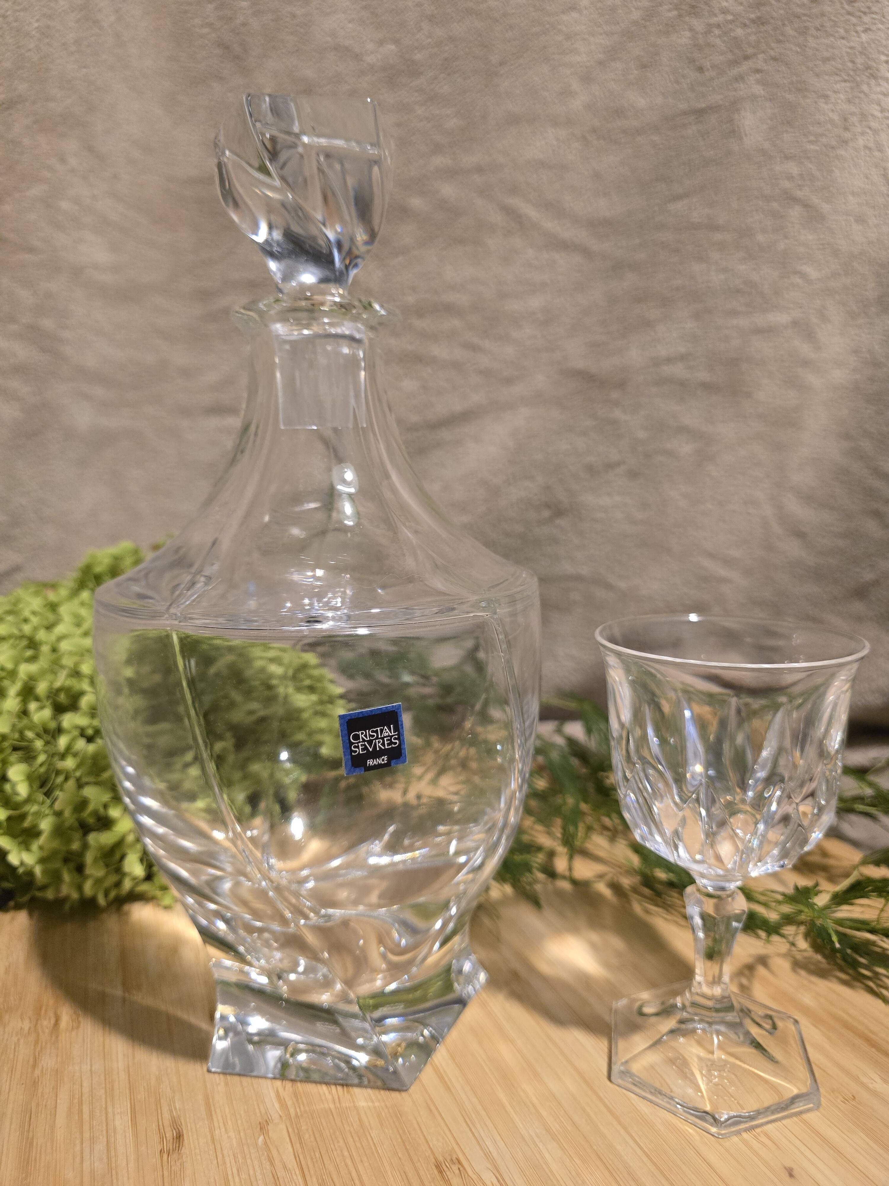 Sèvres crystal – antique whisky decanter – cut crystal with label