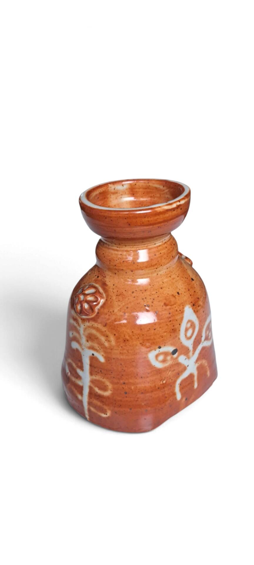 Artisanal Stoneware Vase Folk Art — Signed