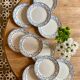 Set of 10 old flat plates in iron earth, model Noisette de Sarreguemines