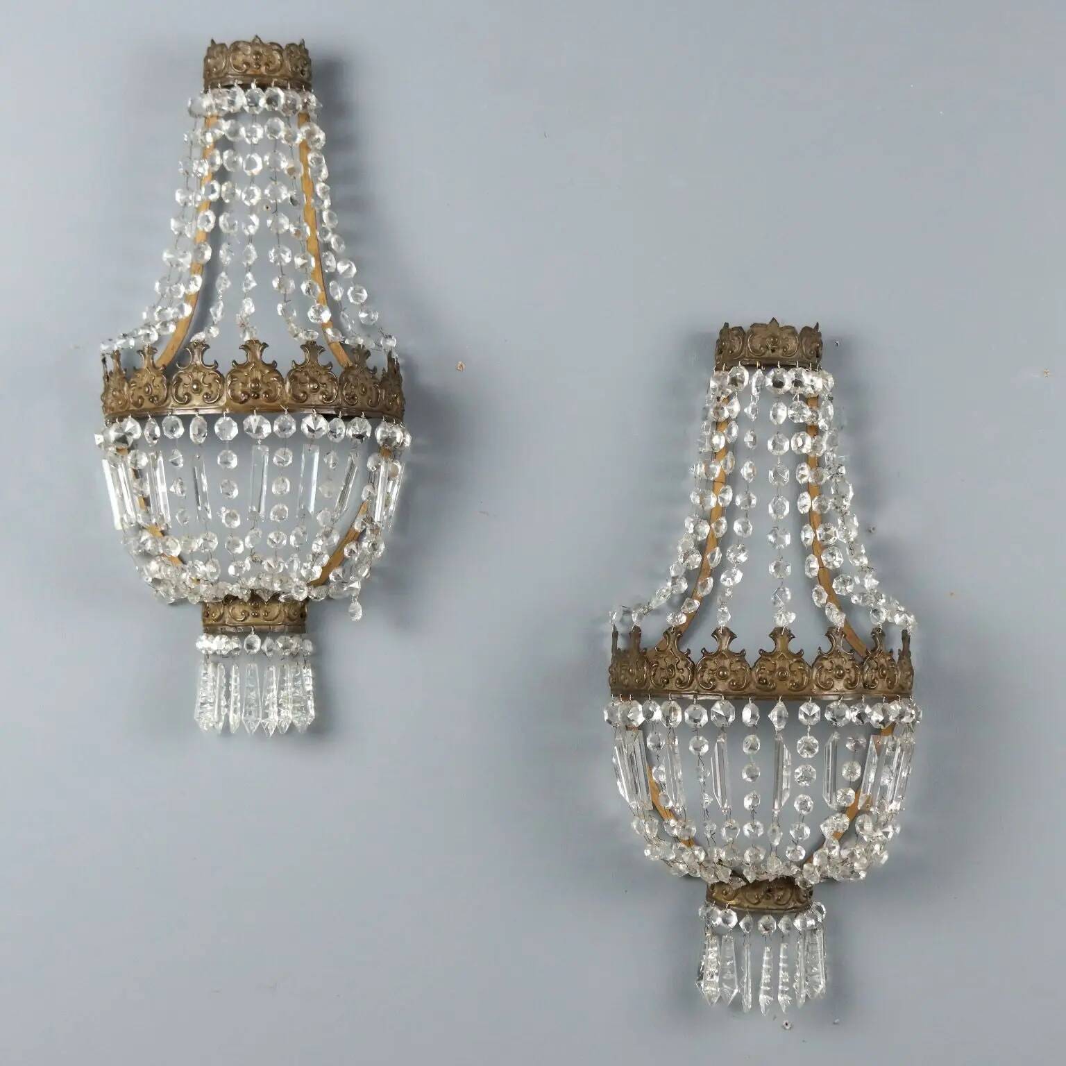Antique metal wall sconces, Italy, 19th century