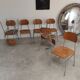 Set of 8 industrial style school chairs, Czechoslovakia 1950