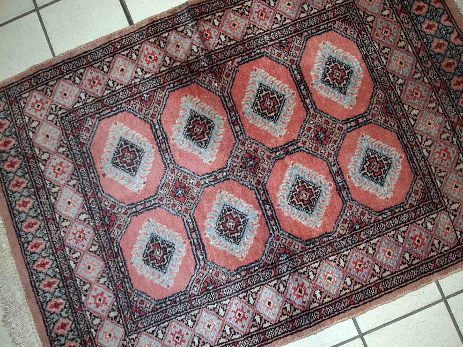 Vintage carpet Uzbek Bukhara handmade 81cm x 118cm 1960s