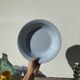 Round, flat, sky-blue ceramic salad bowl from Moulin des Loups