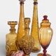Ensemble de carafes en verre ambre Empoli par Wayne Husted, fait à la main en Italie.