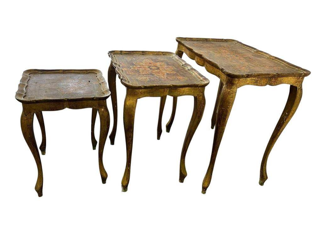 Set of 3 vintage Florentine nesting tables.