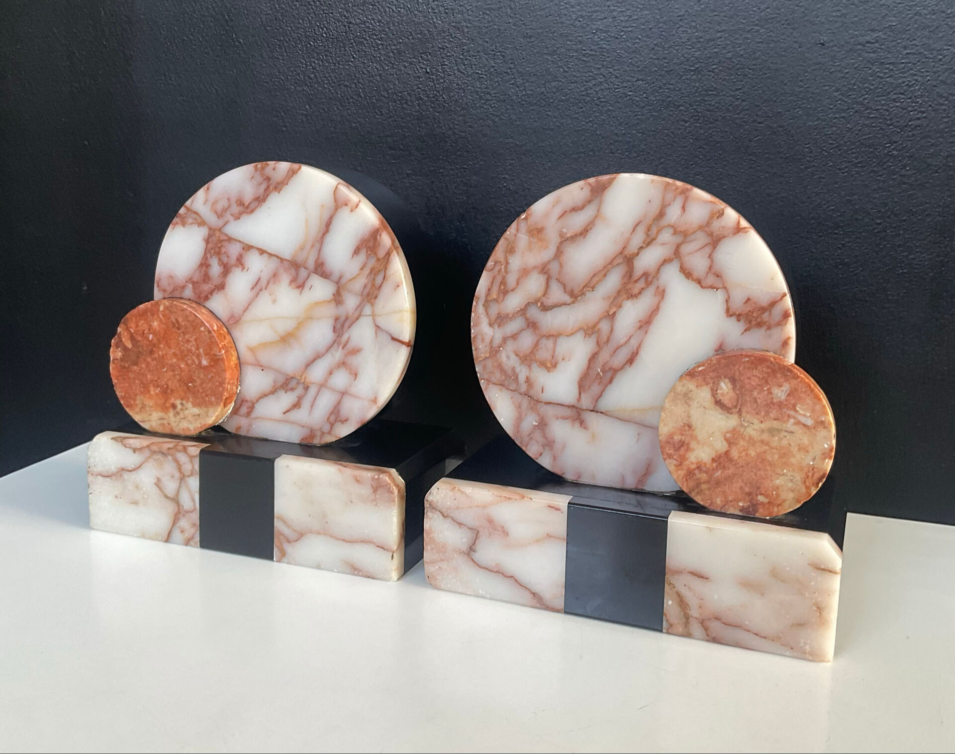 Art Deco marble bookends