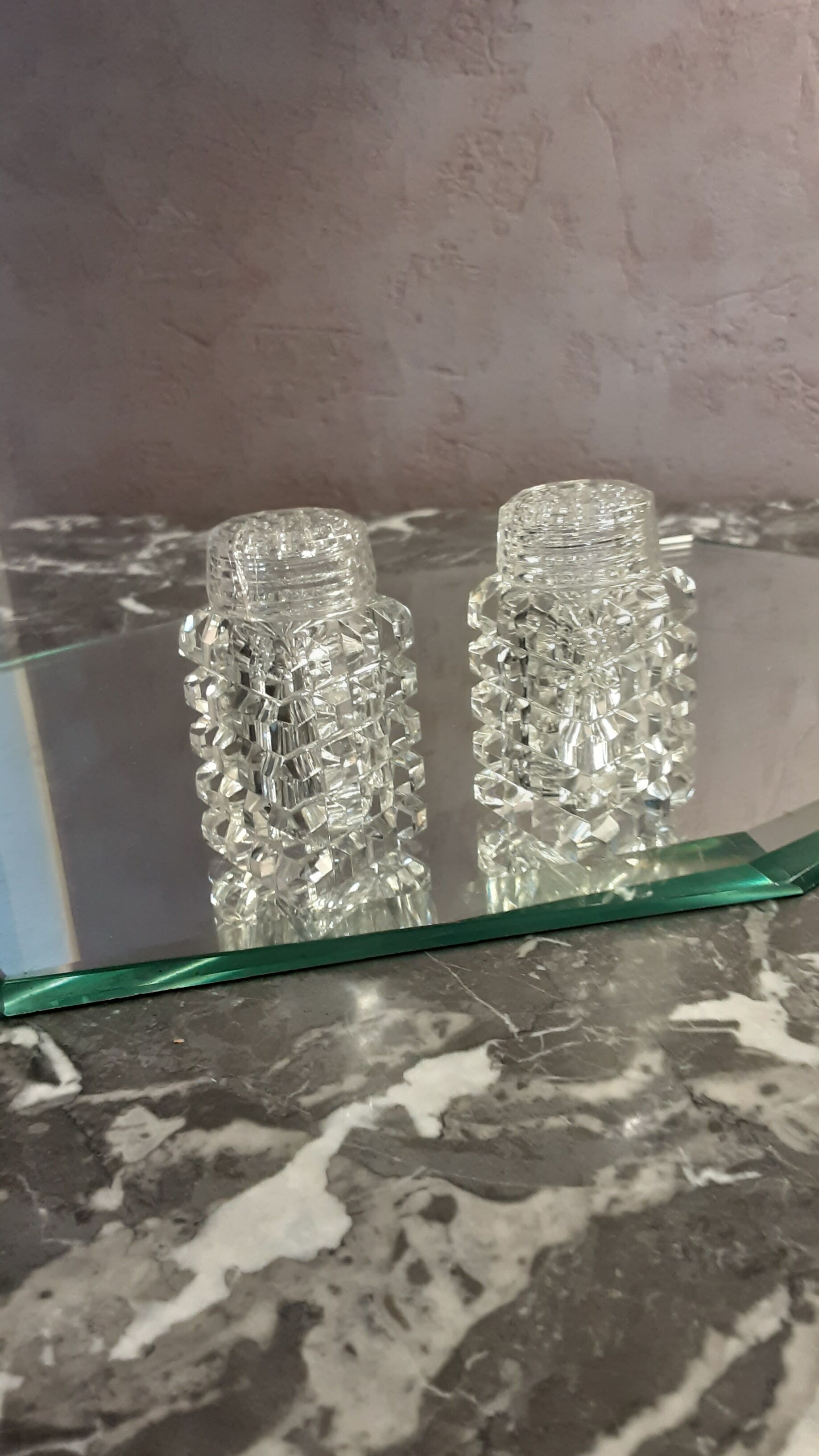 Cut crystal pepper salt shaker - vintage