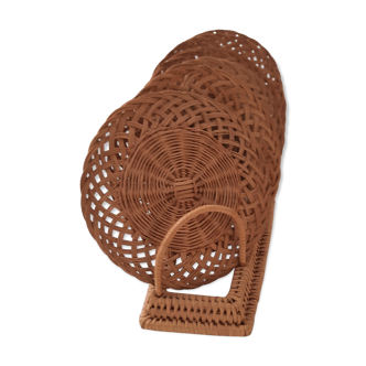 Wicker coaster and holder