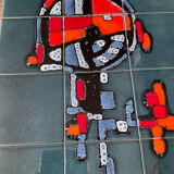 Coffee table in signed ceramic and chromed metal 70s