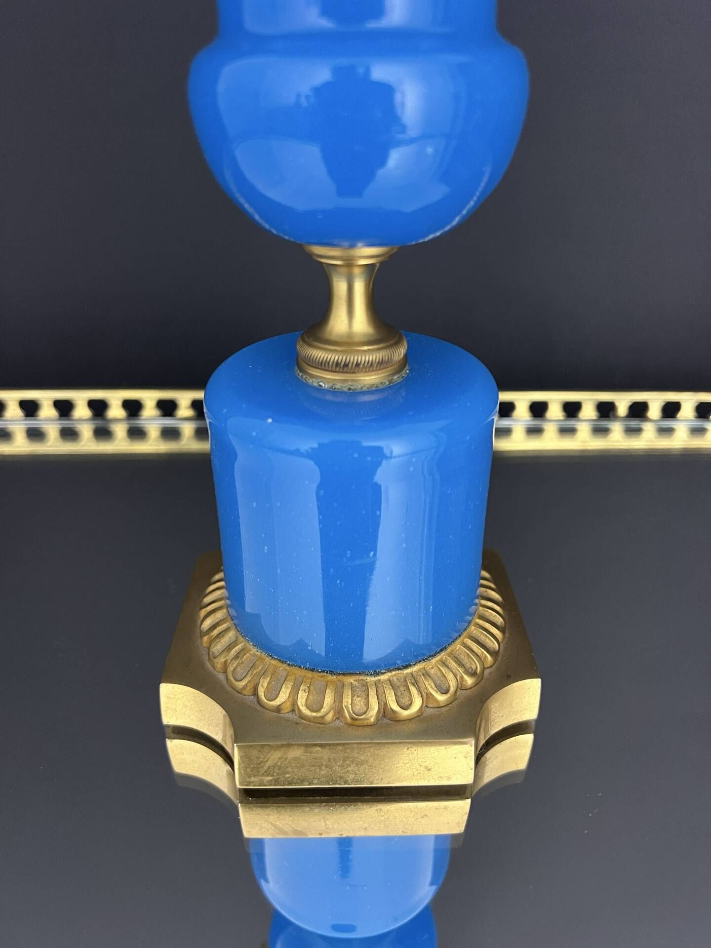 Médicis vase in blue opaline and gilded bronze