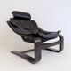 Nelo Kroken leather chair with ottoman by Ake Fribytter