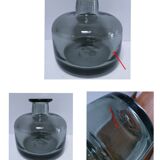 smoked grey glass vase Vallauris 1970s