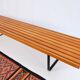 Bench in 60s-70s style, slatted bench, low seat, retro vintage style from the 60s-70s.