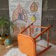 Pair of low metal stools industrial workshop - vintage