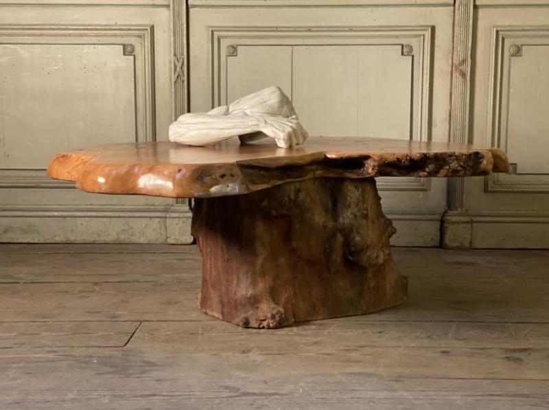 Salon table in racine vernie