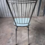 Pair of chairs in blue Formica and metal