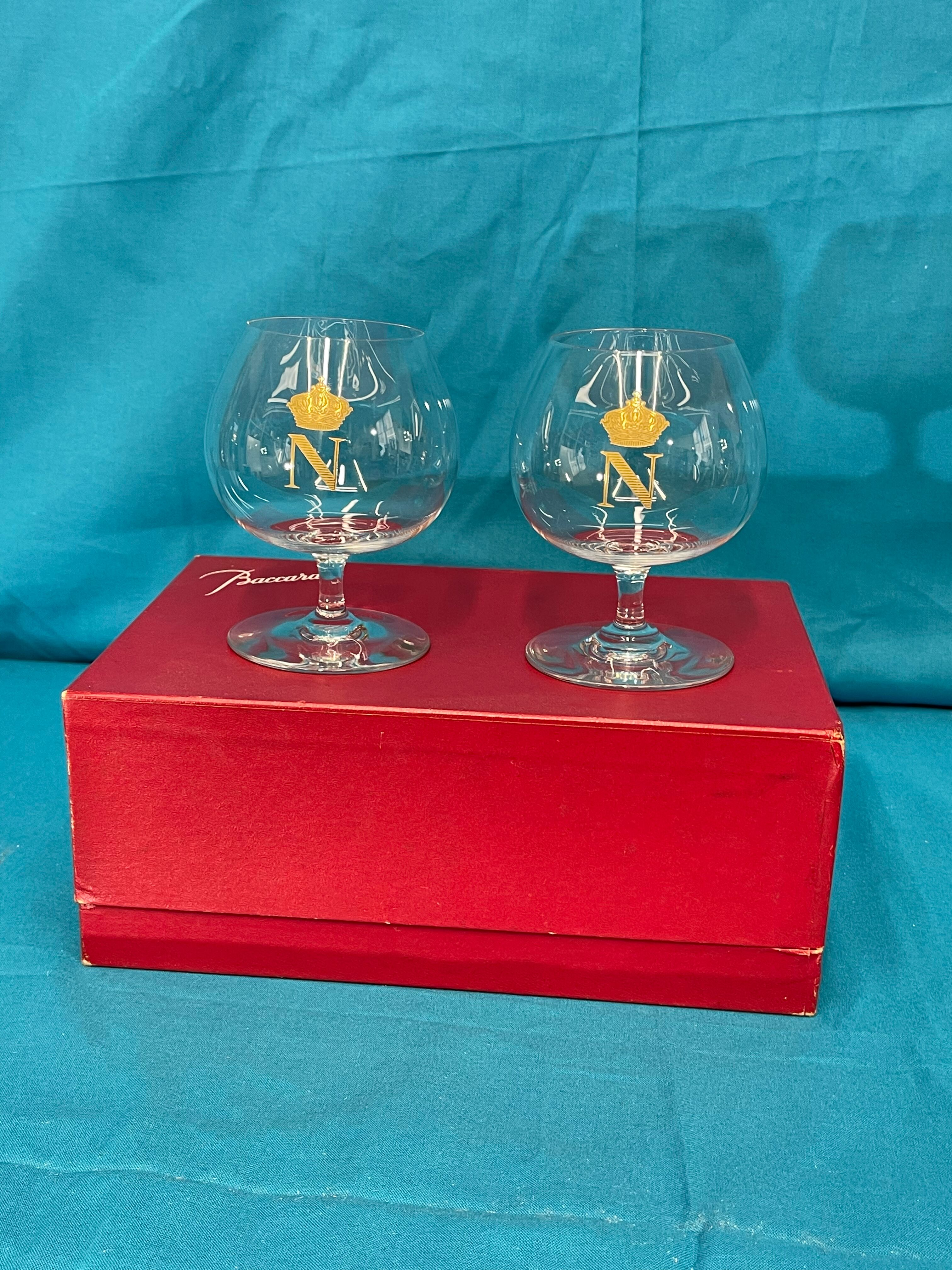2 Napoleon baccarat glasses, original box