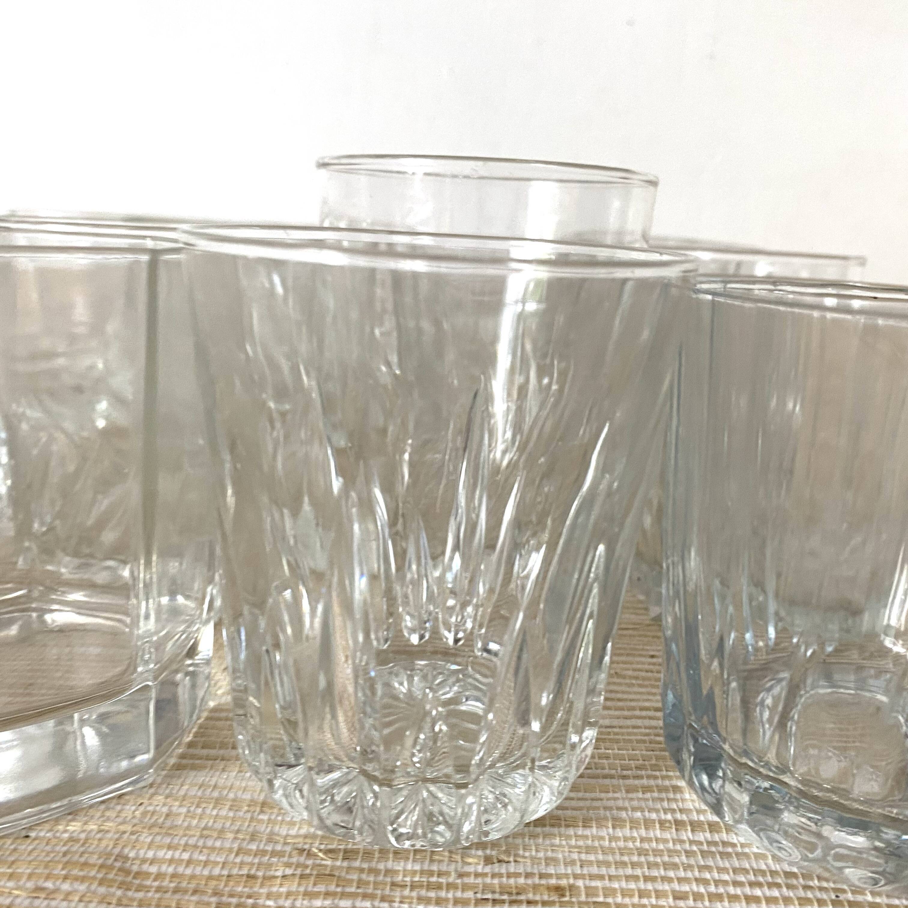Whiskey glasses, mismatched water glasses