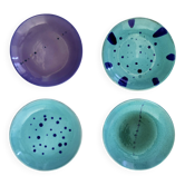 Lot de quatre vide-poches / assiettes décoratives en faïence turquoise par Albisol