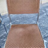 Pair of vintage velvet patterned chairs/steel from the 70s.