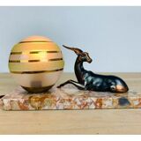 Art deco lamp gazelle brass and marble