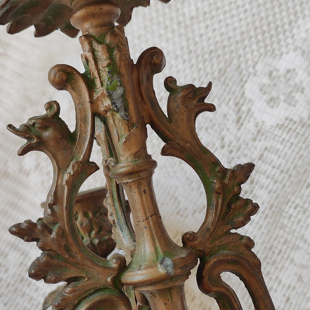 Chandelier ancien régule et onyx vert