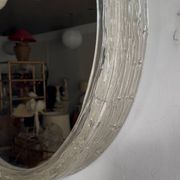 Illuminated mirror ‘iced -glass’ Hillebrand style Mid Century