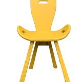 Chaises brutaliste ocre jaune 1960