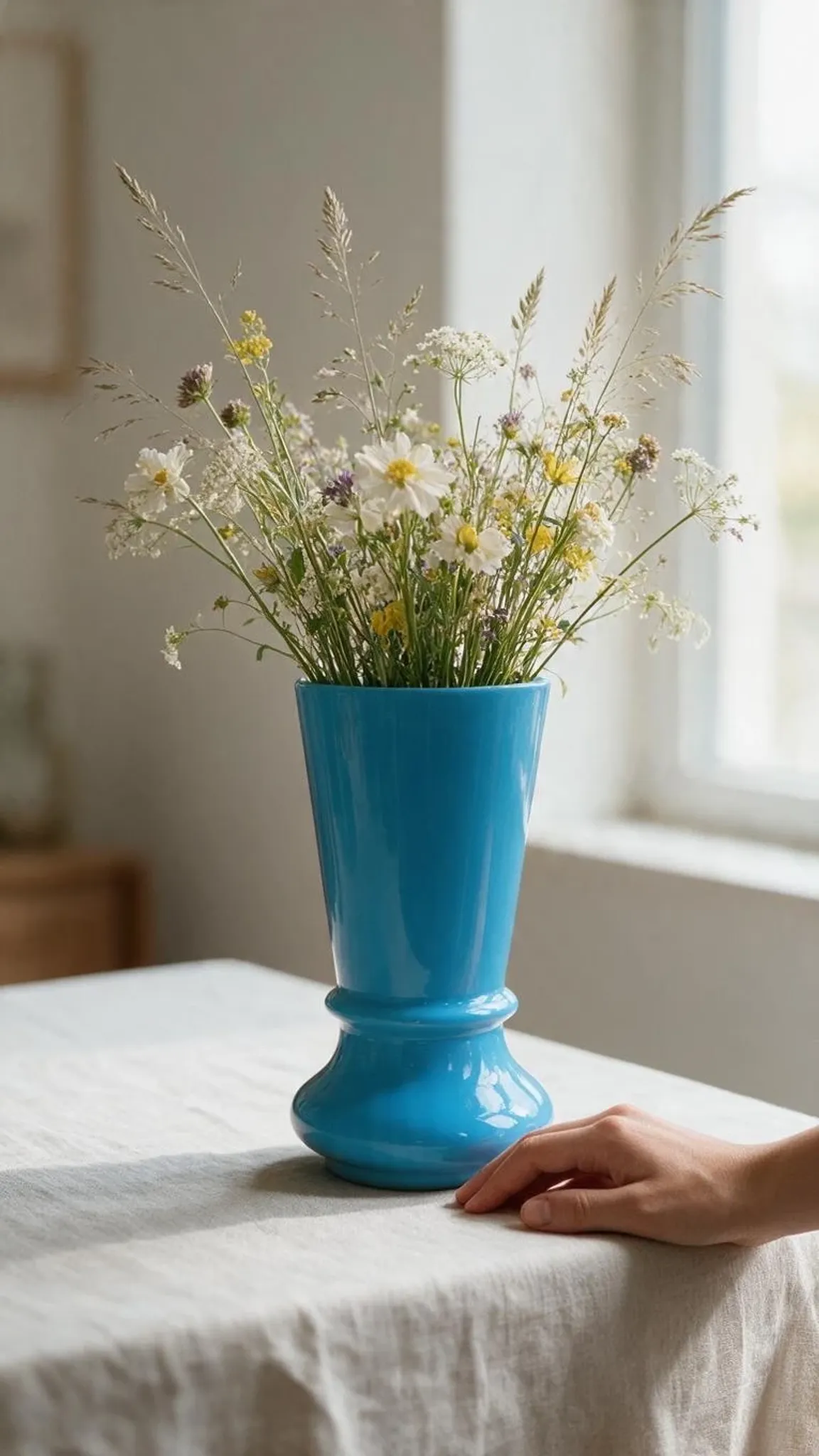 Blue opaline vase, "fair opaline"
