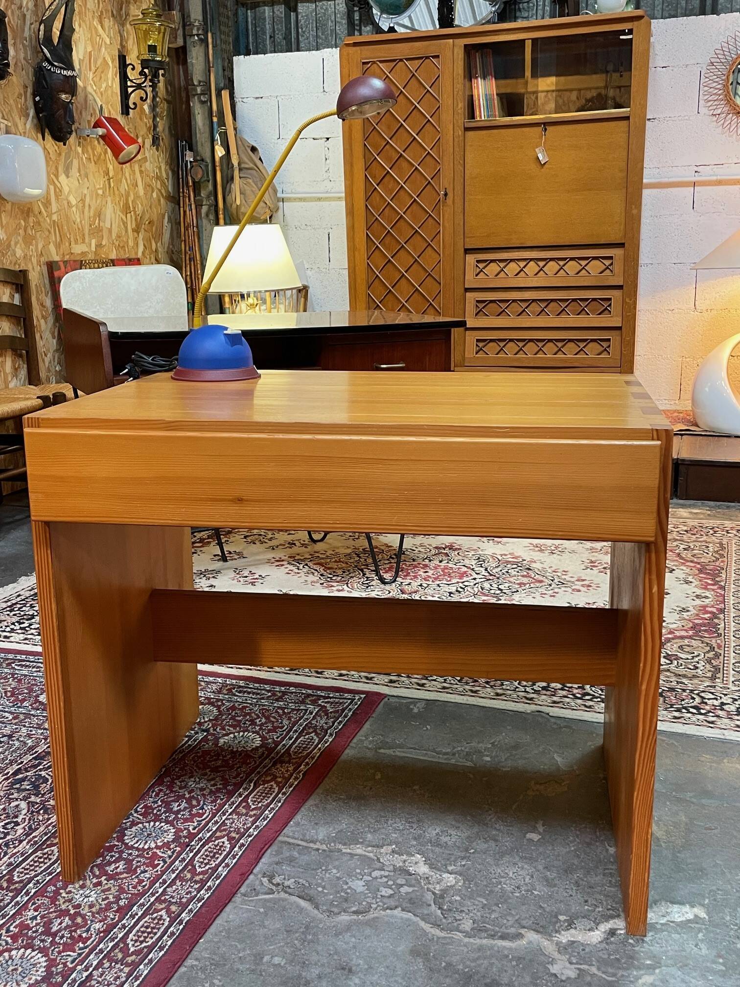 Vintage pine desk by Roland Haeusler for Maison Regain