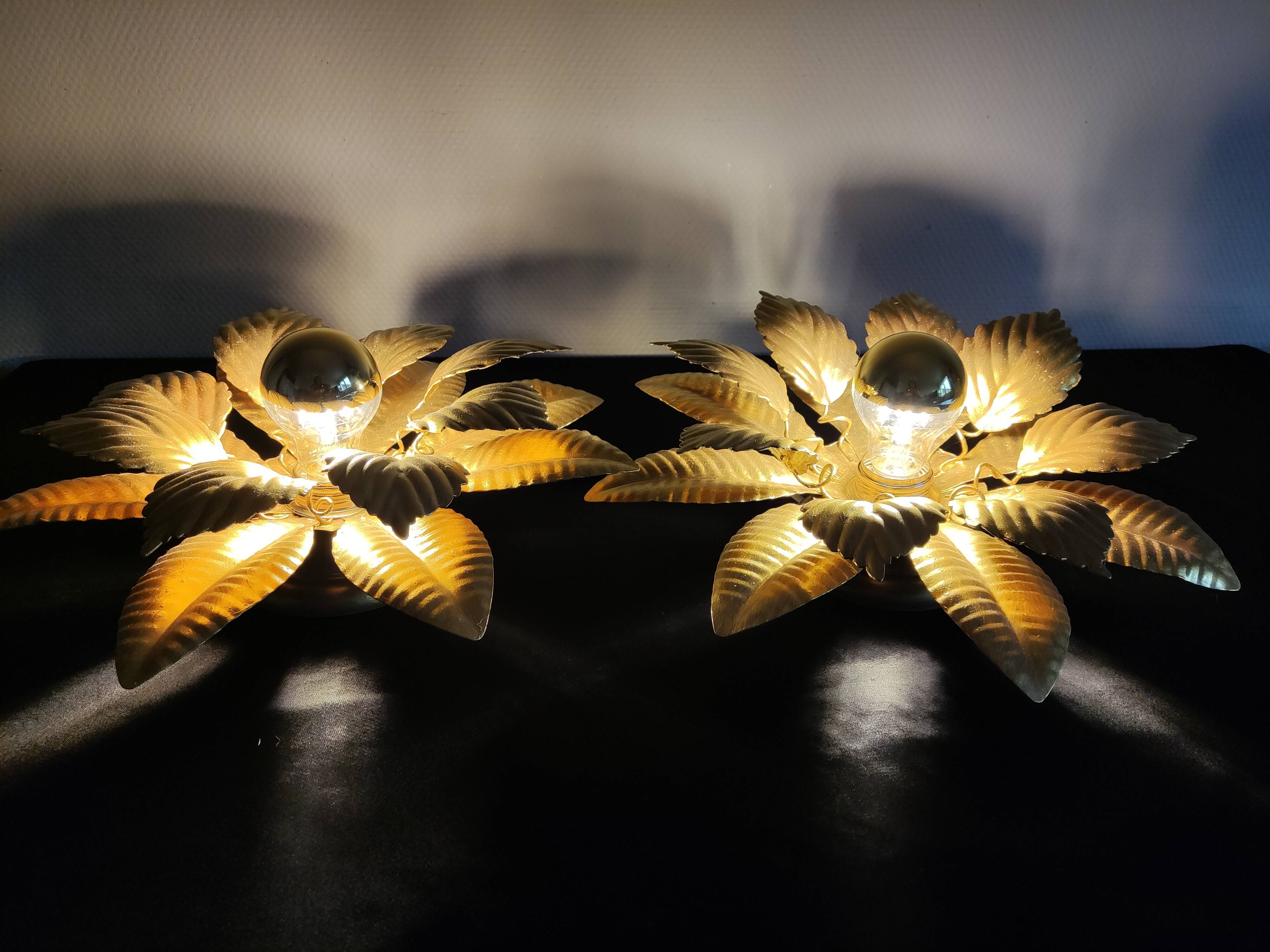 Wall lamps gilded metal sheets