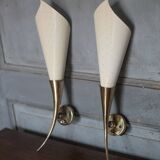 Pair of brass and perforated metal wall lights, wall sconce, decorative