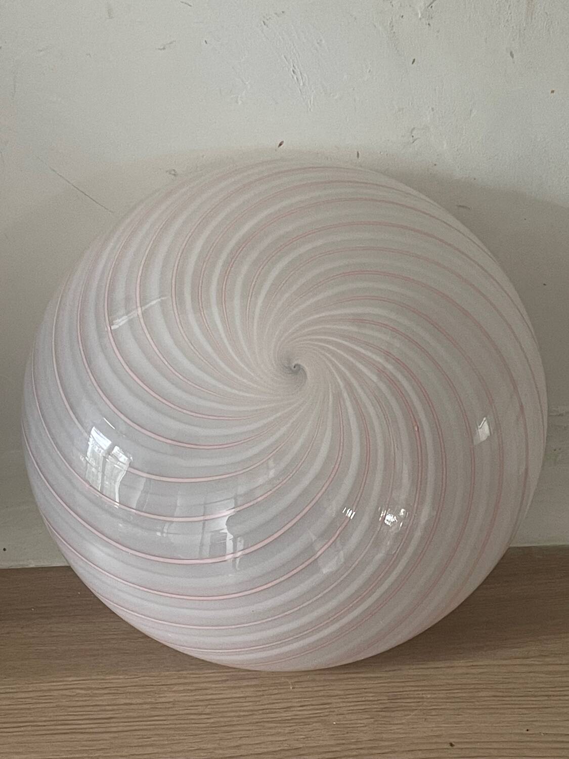 Murano Pink Swirl Glass Ceiling Light by Venini