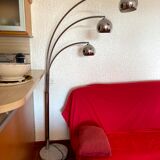 Design floor lamp in chrome with 3 balls, marble base from the 1970