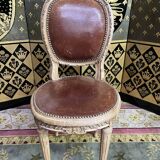 Suite of 6 Louis XVI 1900 leather chairs
