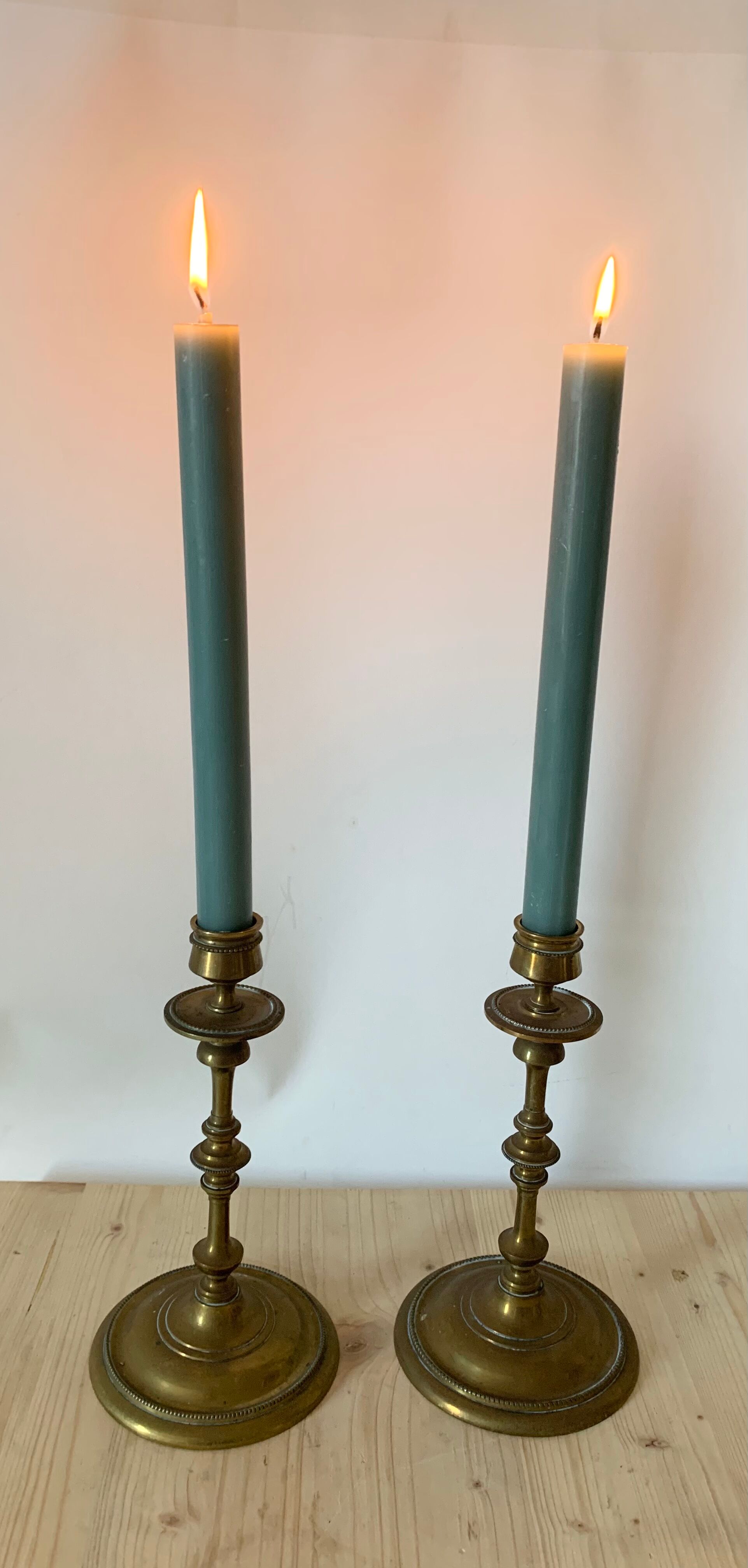 Pair of brass candle holders