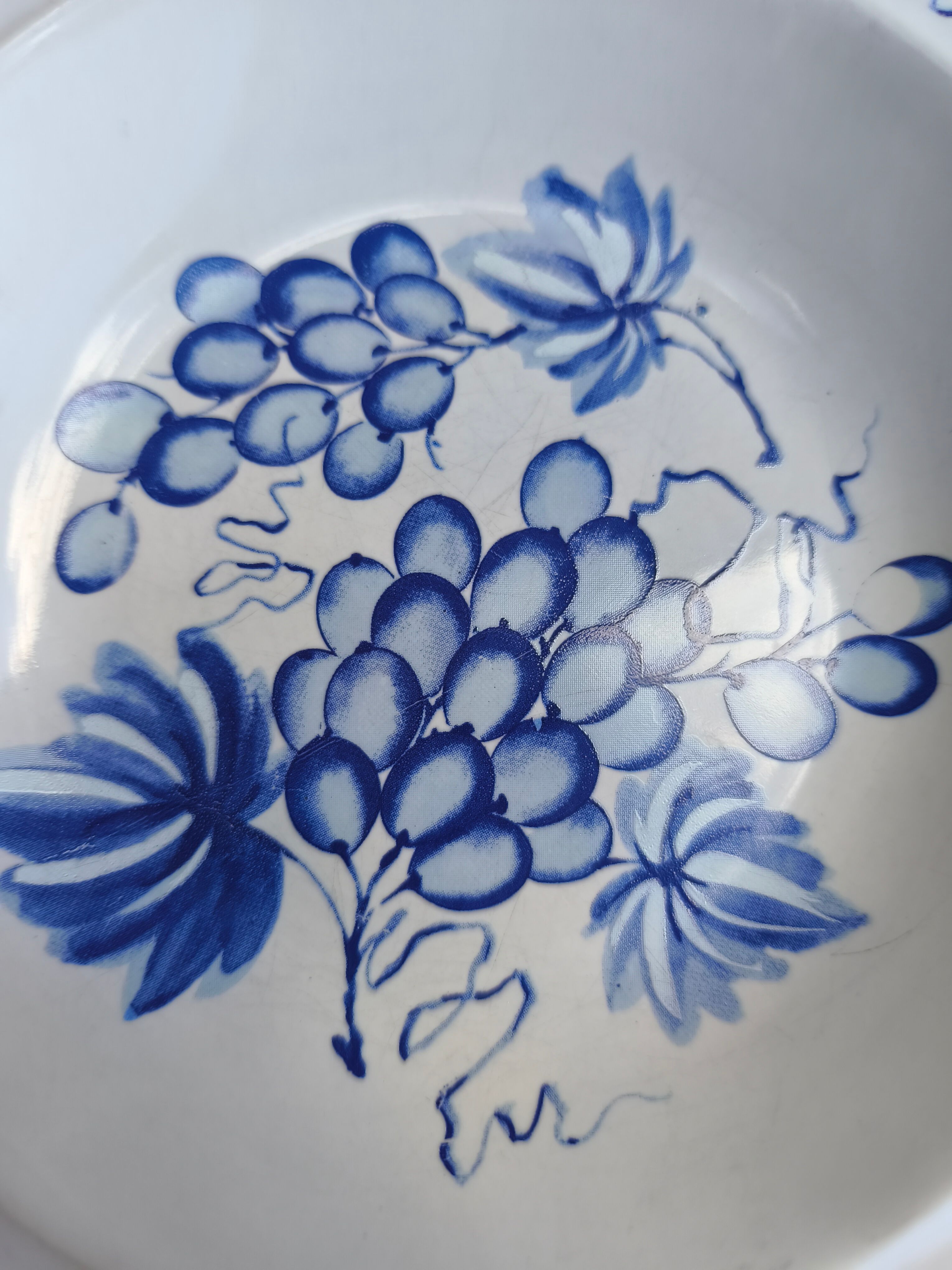 Set of 6 deep plates Crown Dynasty - blue grape cluster design