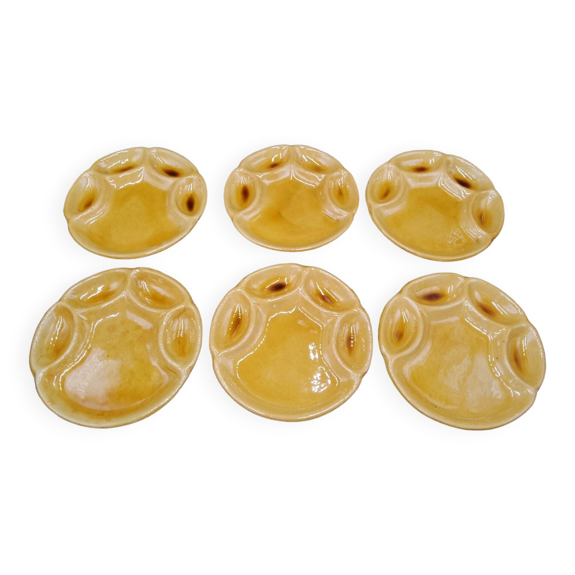 Set of 6 Vallauris AM terracotta plates signed Foucard-Jourdan