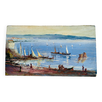 Oil “View of the Tyrrhenian Sea” 1960s