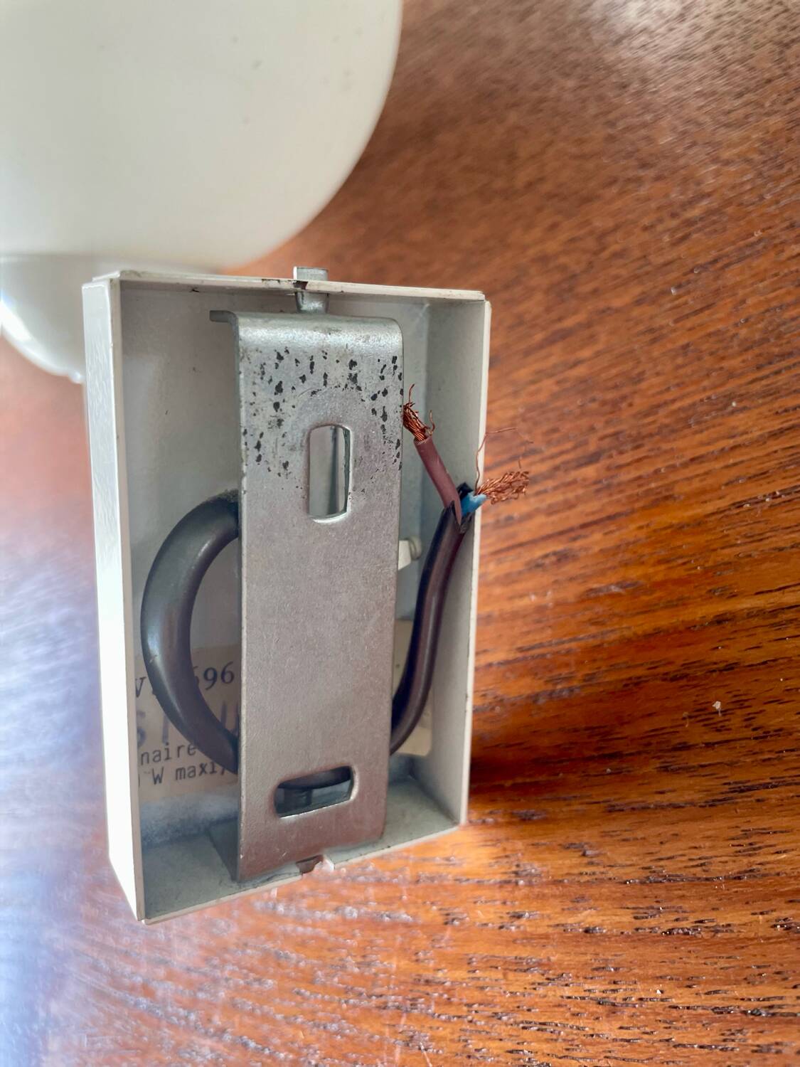 White metal wall light and opaline ball