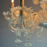 Venetian chandelier in colorless murano glass, 12 light arms, circa 1900