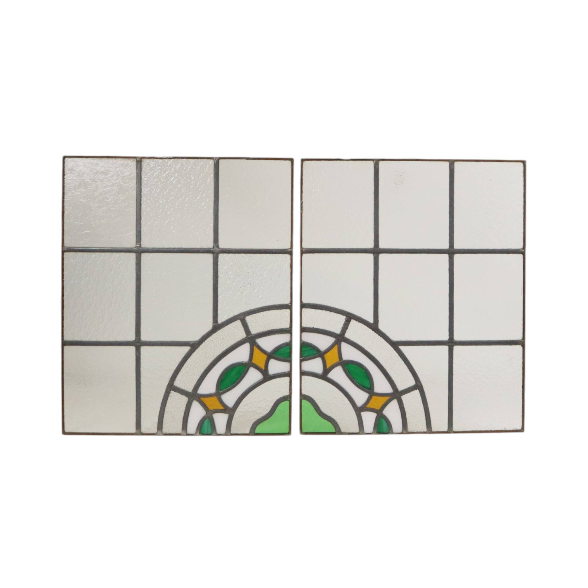 Colorful Art Deco Floral Stained Glass Window 51x42cm
