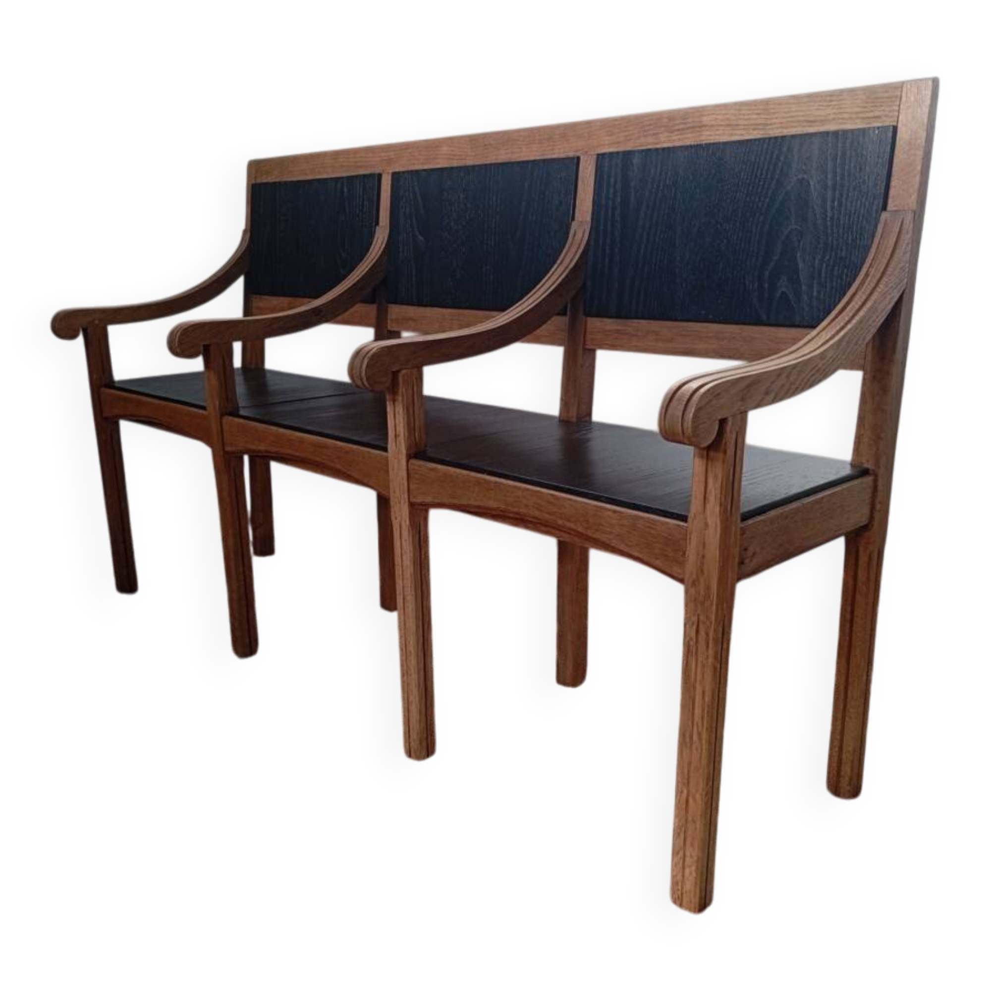 Early 20th-century solid oak bench