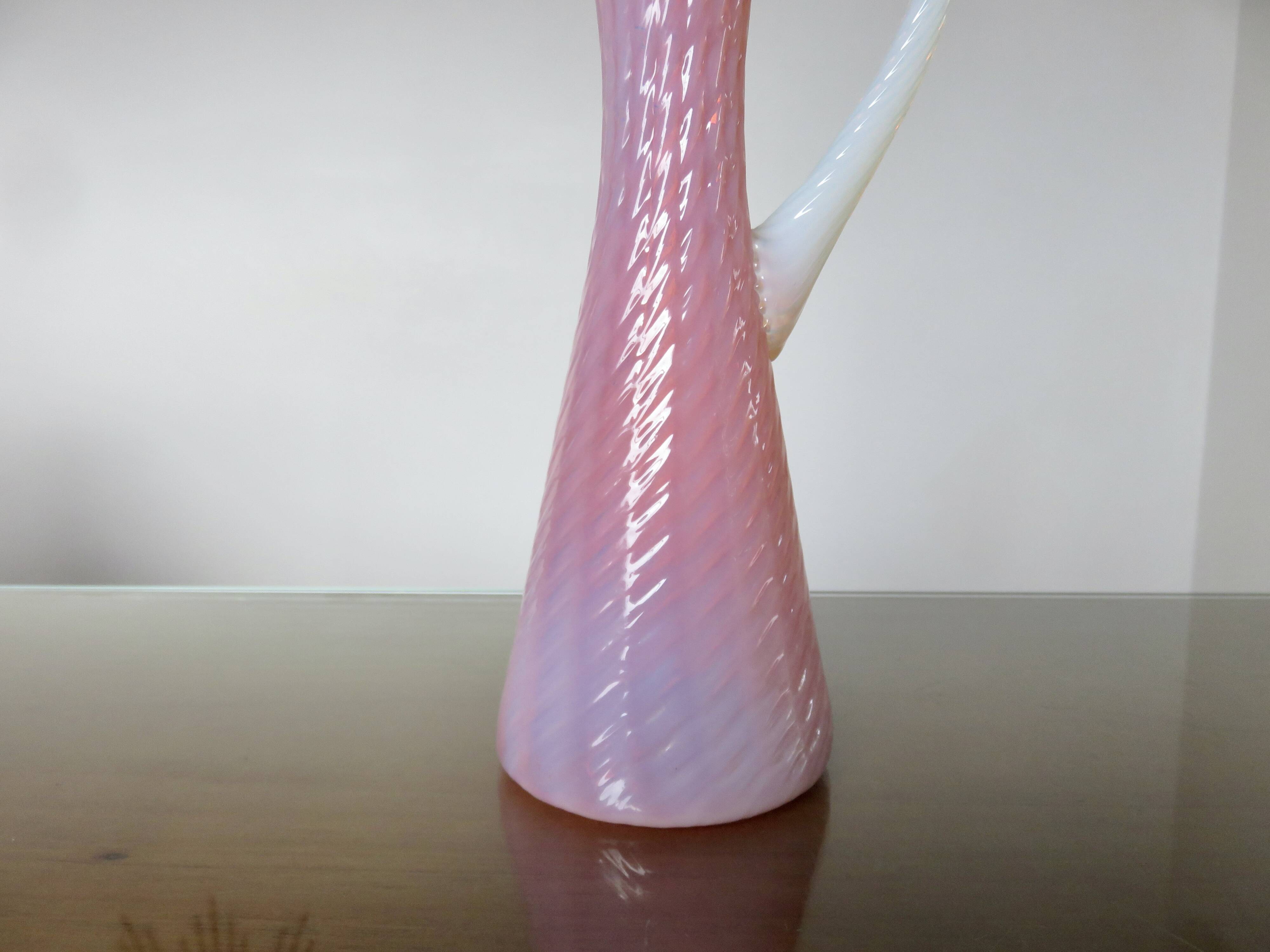 Vase, soliflore stelvia glass, italy, pink, orange and opalescent, 1960s