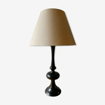 Lampe en bois tourné, laqué noir, 85 cm