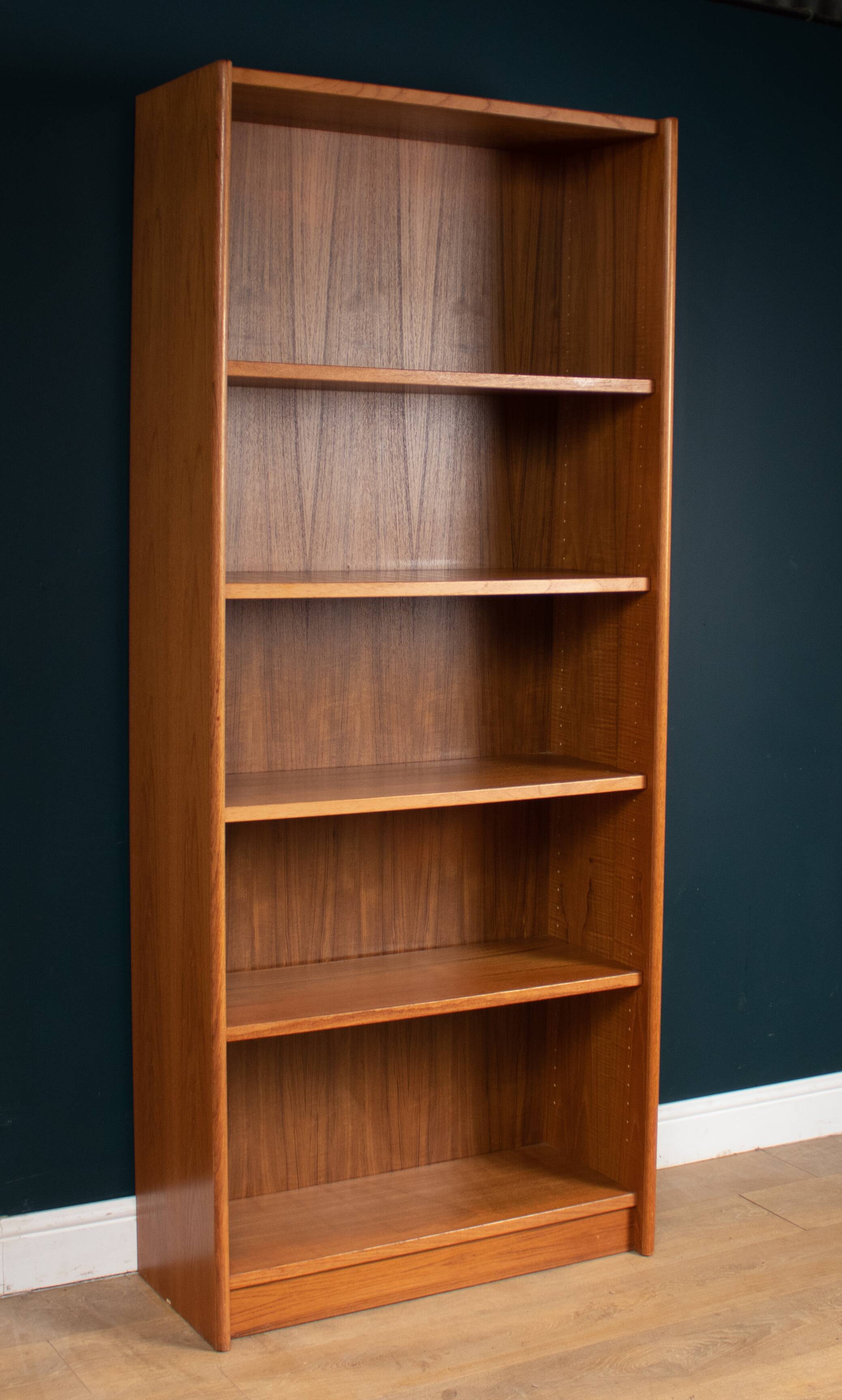 Retro teak mid century 1960s full size bookcase shelving (pair available)